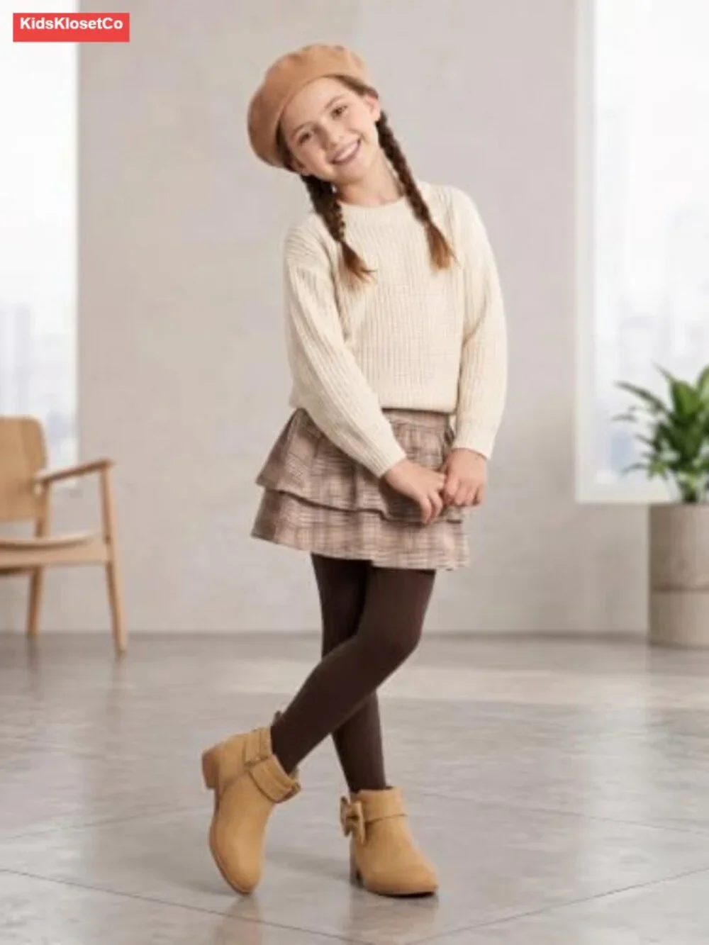 Girls Bow Suede Ankle Boots Low Heel Non-Slip Zipper